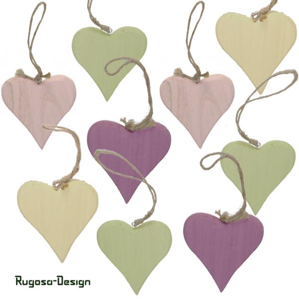 Holz-Herzhänger, farbl. sortiert, 8,5cm