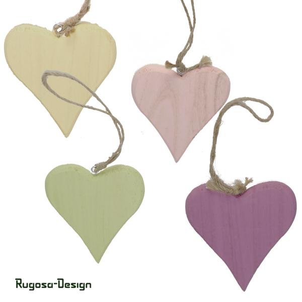 Holz-Herzhänger, farbl. sortiert, 11cm