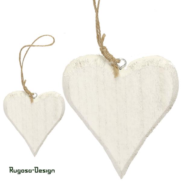 Holz-Herzhänger, weiß, 11cm