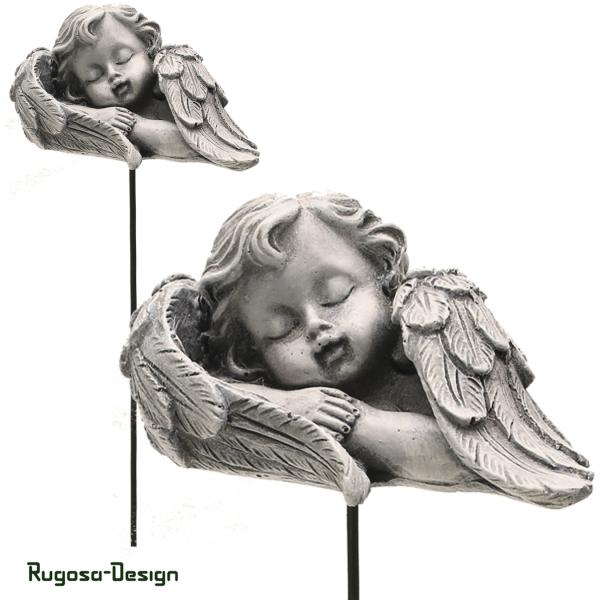 Polyresin-Engel im Flügel zum Stecken, grau