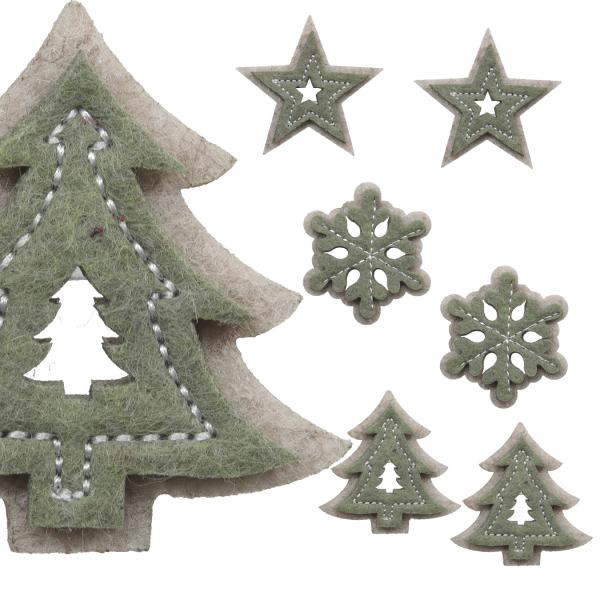 Filz-Weihnachtsstreu, grün, 3fach