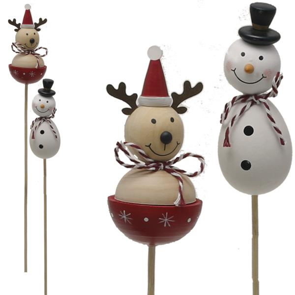 Holz-Winterfigurenstecker, farbl. sort., 2fach