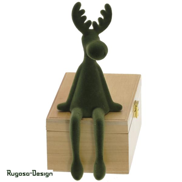 Elch geflockt, dunkelgrün, 33cm