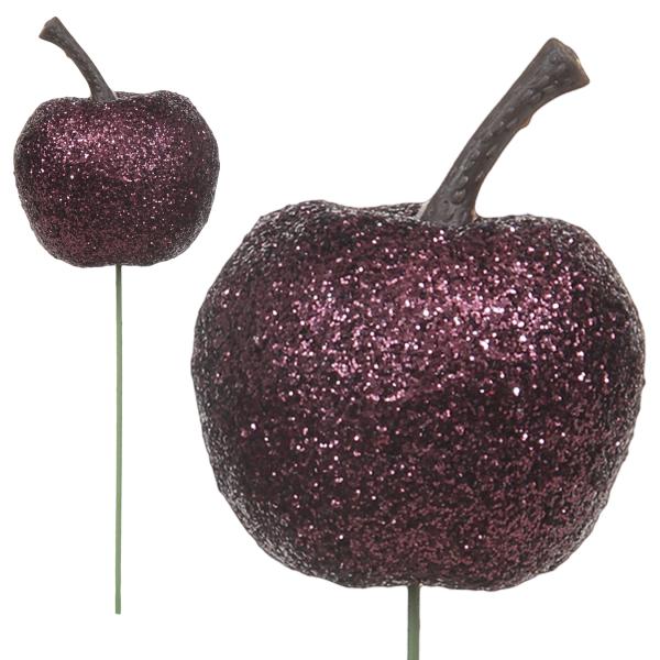 Glitter-Apfelstecker, amaranth, 2fach