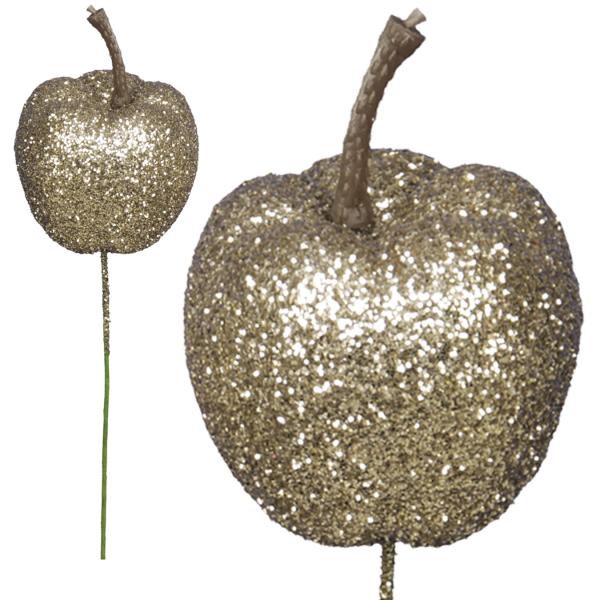 Glitter-Apfelstecker, champagner, 2fach