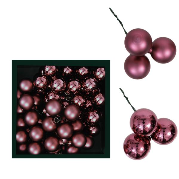 Spiegelbeeren am Draht, amaranth, 2fach, 25mm